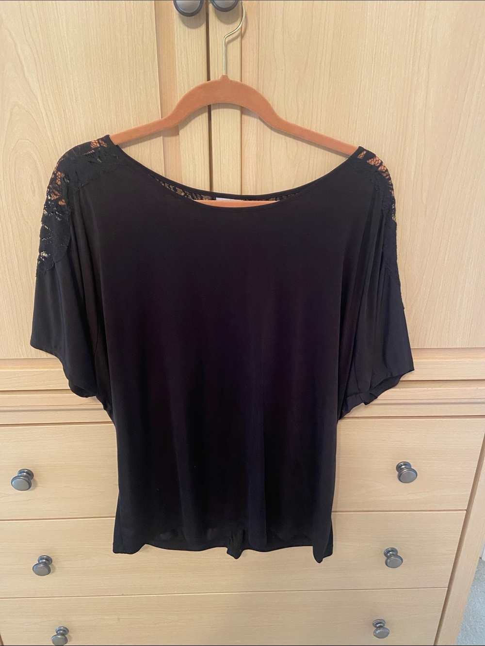 Worthington Black Lace-Shoulder Blouse